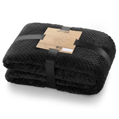 Abbildung von DecoKing Kuscheldecke 70x150 cm schwarz Decke Microfaser Wohndecke Tagesdecke Fleece weich sanft kuschelig skandinavischer Stil Henry