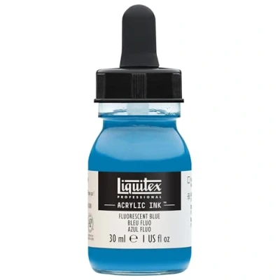 Abbildung von Liquitex 4260984 flüssige Professional Acrylfarben Ink, Tusche, 30 ml, hochpigmentierte Airbrushfarbe, Fluo Blau
