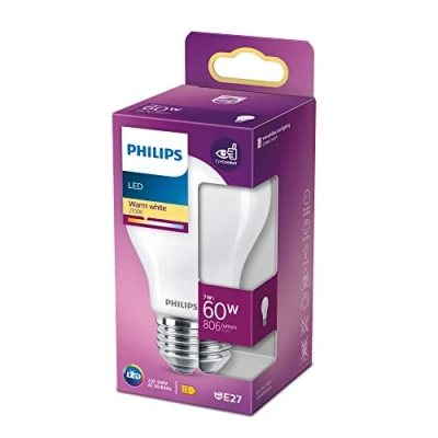 Abbildung von PHILIPS LED Classic E27 Lampe, 60 W, Tropfenform, matt, warmweiß
