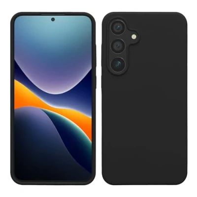 Abbildung von kwmobile Hülle kompatibel mit Samsung Galaxy S24 Plus Silikon Handy Case Handyhülle für weiche Oberfläche kabelloses Laden Schwarz
