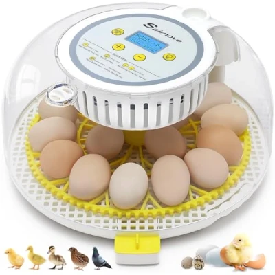 Abbildung von Sailnovo 18 Eier Brutautomat Vollautomatisch Display ℉, Schlüpftage, Feuchtigkeitsstufe, Automatisches Drehen &amp; Stoppen, Eierkerze 360 Ansicht Geflügel Brutkasten zum Schlüpfen（Gelb）