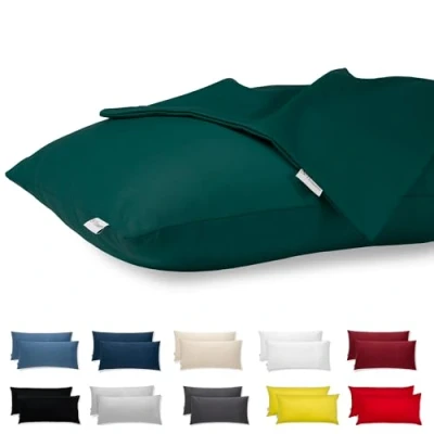 Abbildung von Kissenbezug 50x80 Baumwolle Premium Satin 2er Set Kissenhülle Deko für Kissen Bett/Sofa Stoff Superweicher Resistent Hypoallergen Anti Milben Kopfkissenbezug mit Verdecktem Zip Voll Waschbar