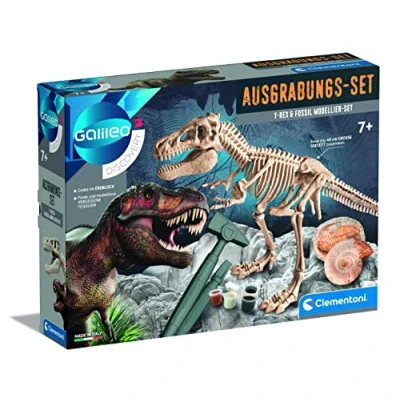 Abbildung von Clementoni Galileo Discovery Ausgrabungs Set T Rex &amp; Fossil Modellier Forscherset mit Dinosaurier Skelett inkl. Hammer, Meißel Modelliermasse für Kinder ab 7 Jahren von 59311 &quot;
