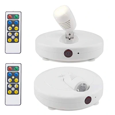 Abbildung von HONWELL Spot Lampe LED Wireless Deckenstrahler mit Fernbedienung Puck Licht Leselampe Timer AA Batteriebetrieben Nachtlicht Drehbar Kopf für Spiegelanstrich Dartscheibe, 2 Stück