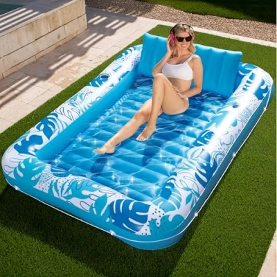 Abbildung von Sloosh XL 216 x 144 cm Extra Große Sonnenbräuner Wanne Pool Aufblasbare Luftmartratze Wassermatratze für Erwachsene, Posen Bräunungsbett Erwachsene Schwimmmatratze