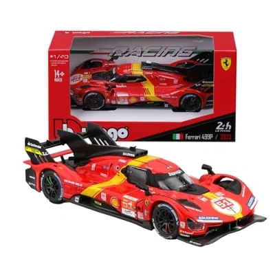 Abbildung von Bburago 1:43 Racing Ferrari 499P Fahrzeug aus Metall im Maßstab