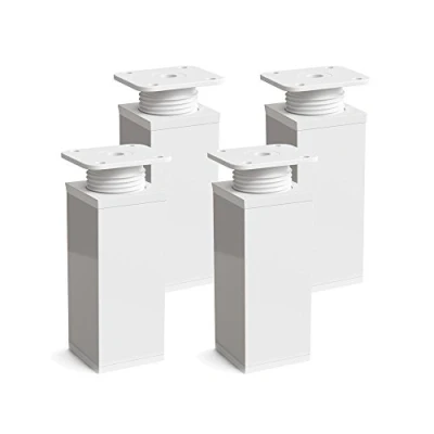 Abbildung von Sossai Möbelfüße MFV1, 4er Set, Höhe 60 mm, höhenverstellbar, Vierkantprofil 40 x weiß, ideal für Schränke und Kommoden