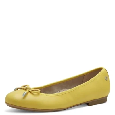 Abbildung von Tamaris COMFORT Damen Ballerinas aus Leder mit Schleife, Gelb (Yellow), 38 EU