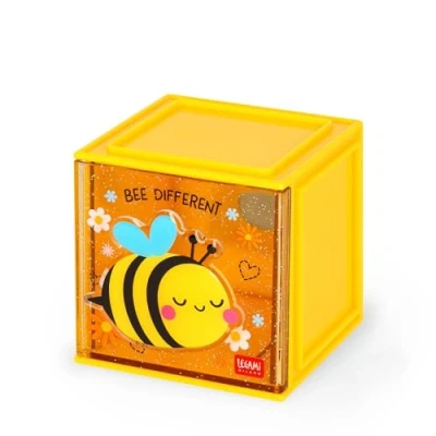Abbildung von Legami Cutie Cubes Modular Desk Box, Bee, Schreibtisch Organizer, Aufbewahrung, inklusive Stickerbogen, stapelbar, multifunktional, ABS, 90 x 100 cm