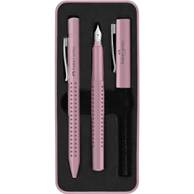 Abbildung von FABER CASTELL 201528 Schreibset Grip 2010, Kugelschreiber und Füller, rose shadows, 1 Stück