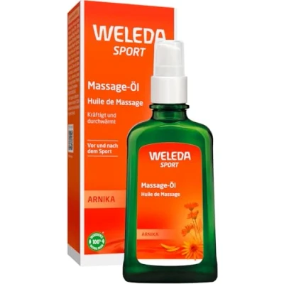 Abbildung von WELEDA Bio Arnika Sport Massageöl 100ml vegan Naturkosmetik Hautpflege Körperöl schützt vor Muskelkater &amp; Verspannung. Ideal als Vorbereitung / Regeneration mit Duft nach Rosmarin Lavendel
