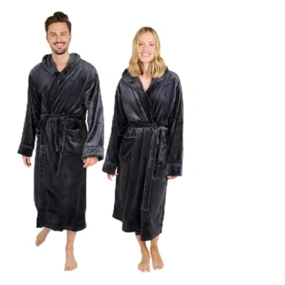 Abbildung von Blumtal Bademantel Damen &amp; Herren in S OEKO TEX zert. Morgenmantel Kapuze Bademäntel für extra saugstark Sauna mit Anthrazit Grau