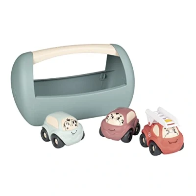 Abbildung von Smoby Little Set 3 Fahrzeuge 1. Alter Autos und Feuerwehrauto Transportbox ab 12 Monaten 140204 Grün