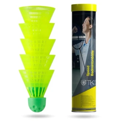 Abbildung von TK Gruppe Timo Klingler 5X Speedbadminton Federbälle schnell gelb Badmintonbälle für Training &amp; Wettkampf Badminton Outdoor Indoor