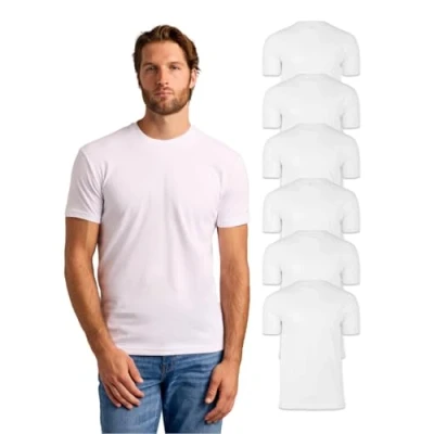 Abbildung von True Classic Herren T Shirts Kurzarm Rundhals Uni Shirt für Männer, Pack of 6, White, M