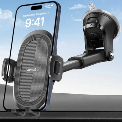 Abbildung von APPS2Car Handyhalterung Auto, 360 Saugnapf Windschutzscheibe &amp; Armaturenbrett Handy Halter für Universale KFZ Halterung PKW Kompatibel mit iPhone, Samsung Anderen Smartphones (4.7 6.8&quot;)