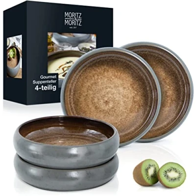 Abbildung von Moritz &amp; SOLID 4x Suppenteller Steinzeug 19cm Bowl Schüssel aus für Suppe, Nudeln, Salat oder Müsli