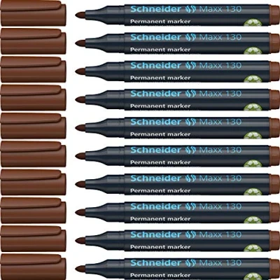 Abbildung von Schneider Maxx 130 Permanent Marker mit Rundspitze (Strichstärke: 1 3 mm, nachfüllbar) 10er Packung braun