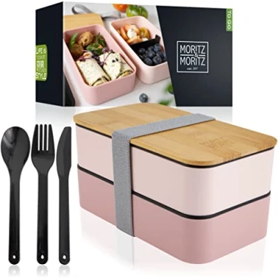 Abbildung von Moritz &amp; Bento Box Kinder in Pink Perfekte Lunchbox für und Erwachsene Brotdose mit Fächern Ideal die Arbeit, Schule unterwegs