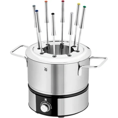 Abbildung von WMF Lono Fondueset für 8 Personen, Fondue elektrisch, 1400 W, Temperaturregulierung, Gabel Halterung, Induktionstopf 1,2l, Hot Pot, edelstahl matt