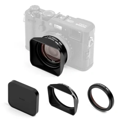 Abbildung von NiSi UV Filter Set für FUJI FUJIFILM X100VI / X100V X100T X100S X100F X100 Serie inkl. mit 49mm Adapterring, Rechteckig Streulichtblende und Objektivdeckel (Schwarz)