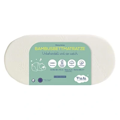 Abbildung von P&#039;tit lit Stubenwagenmatratze aus Bambus 72x32 cm Weiche und seidige Babyviskose Ideale Kinderwagenwanne Wiege Umdrehnbar Abnehmbar