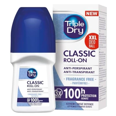 Abbildung von Triple Dry Antitranspirant Roll On, 50 ml, Deo gegen starkes Schwitzen, antibakterielles für 72 h Schutz, parfümfreies (Verpackung kann variieren)