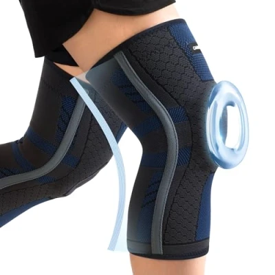 Abbildung von CAMBIVO Kniebandage Männer Damen X2 mit PMMA Stabilisatoren &amp; Patella Polster, Bandage Knie Rutschfest Atmungsaktiv, Knee Support für Meniskusriss, Arthritis, ACL, Gelenkschmerzen, Sport