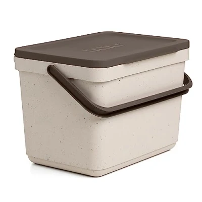 Abbildung von Tatay Biomülleimer Küche Ohne Halterung, 6L Fassungsvermögen, Polypropylen, aus 100% recyceltem Material. Farbe Beige. Maßnahmen 26,5 x 19 18,5 cm