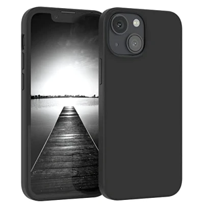 Abbildung von EAZY Case Silikon Hülle für iPhone 13 Mini weich stoßfeste Schutzhülle mit Kameraschutz Handyhülle Silikonhülle Dünn Premium Schutz TPU Cover Phone in Schwarz