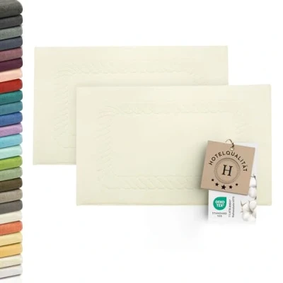 Abbildung von ZOLLNER 2er Set Badematten weiche und saugstarke Duschvorleger waschbar bis 95C Baumwolle 50x70 cm in Natur
