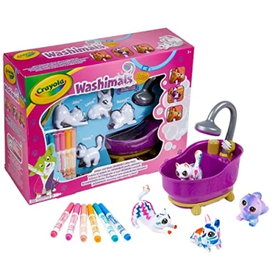 Abbildung von Crayola Washimals Wellness für Haustier Spielfiguren Set zum Bemalen und Baden, Waschsaloon Hunde, Hasen Katzen, Spielzeug Kinder, Kinderspielzeug ab 3 Jahren