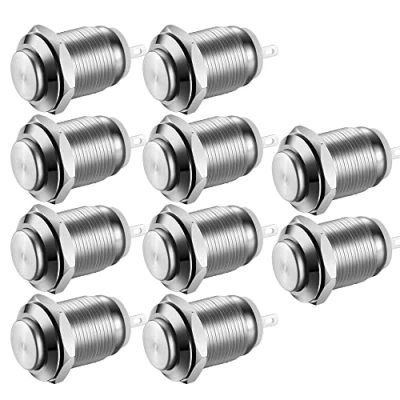 Abbildung von Gebildet 10Stücke wasserdichte Drucktaster Momentanen Edelstahl Taster EIN Aus 12mm 2A/12V/24V/125V/250V(Hervorstehend)