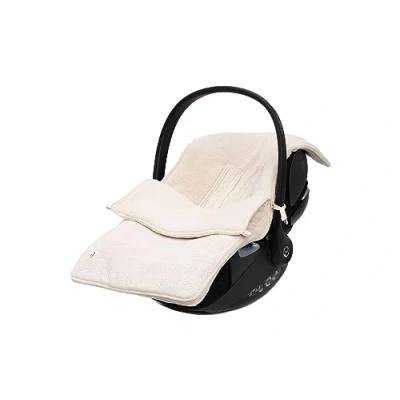 Abbildung von Jollein Fußsack Grain Knit Oatmeal Für Babyschale Kinderautositz Gruppe 0+ und Kinderwagen 3 Punkt 5 Gurt Strickmuster Fleece Futter Hellbeige