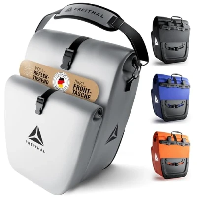 Abbildung von FREITHAL Vollreflektierende Gepäckträgertasche mit Fronttasche [33L] Verwendbar als &amp; Umhängetasche 100% wasserdichte Reflektierende Fahrradtasche Gepäckträger Bike Bag