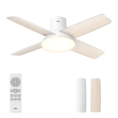 Abbildung von Dreo Ceiling Fan with Light and Remote Control, 44 Inch Flat Black Reversible 5CC 6 Level Dimmable Speeds Quiet Timer Easy Assembly for Bedroom