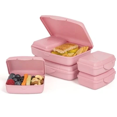 Abbildung von Hausfelder Brotdosen Set flach Brotdose Schule und Büro mit Fächern (RosePink, 6er Set)