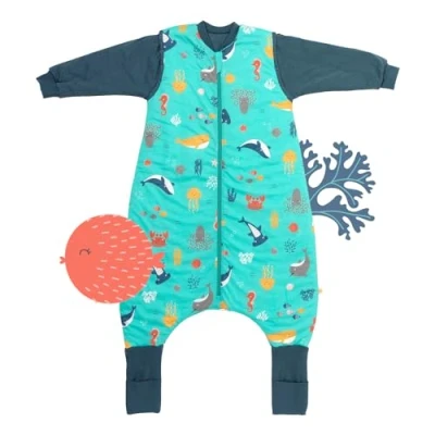 Abbildung von schlummersack Schlafsack mit Füßen ganzjährig 2.5 Tog 100 cm Meerestiere Kinder Beinen und verlängerten Bündchen für eine Körpergröße 110cm Ganzjahres