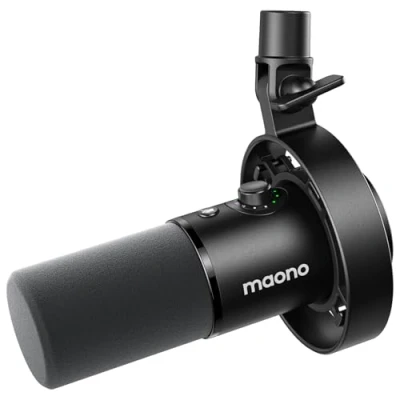 Abbildung von MAONO PD300X Podcast Mikrofon Streaming mit Geräuschunterdrückung, 192kHz/24Bit Hi Fi Audio, Link Software, USB/XLR Verbindung. Dynamisches für Podcasting,Streaming,Aufnahmen