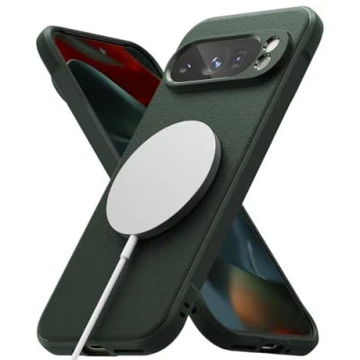 Abbildung von Ringke Onyx Magnetic [Kompatibel mit MagSafe] für Pixel 9 Pro XL Hülle, Fester Griff rutschfest Anti Fingerabdruck Kratzfest Robust TPU Stoßfest Handyhülle Magnetisches Laden/Zubehör Dark Green