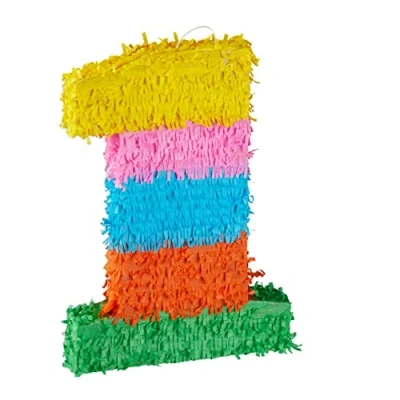 Abbildung von Relaxdays 10025189_903 Birthday Number Anzahl Pinata Geburtstag, Zahl 1, zum Aufhängen, Kinder &amp; Erwachsene, Papier, selbst Befüllen, Piñata, bunt