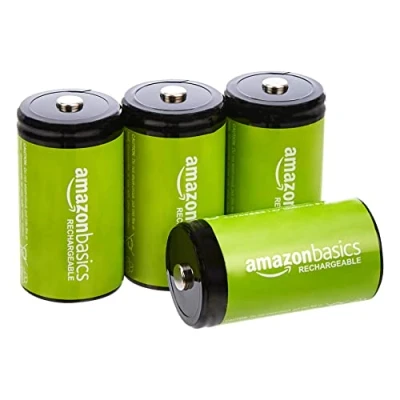 Abbildung von Amazon Basics D Zellen, wiederaufladbare Batterien, 10.000 mAh, NiMH, 4er Pack (das Aussehen kann variieren)