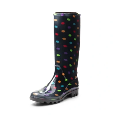Abbildung von DREAM PAIRS Wasserdicht Regenstiefel Damen Bequem Regenschuhe Gummistiefel Hohe Gartenschuhe,Size 40,Multispot,SDRB2407W E