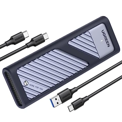 Abbildung von UGREEN M2 SSD Gehäuse USB 3.2 Gen 2 10 Gbps Aluminium NVMe mit Kühlkissen für PCIe M Key/M&amp;B Key in 2280/2242/2230/2260, kompatibel 980/990 PRO / P3 Plus usw.