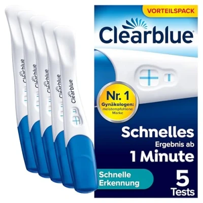Abbildung von Clearblue Schwangerschaftstest Schnelle Erkennung, 5x Pregnancy Test, über 99 % zuverlässig mit FloorguardTM , Ergebnis innerhalb von 1 Minute