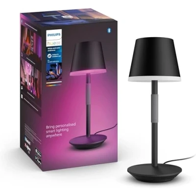 Abbildung von Philips Hue White &amp; Color Ambiance Go Tragbare Tischleuchte 370lm, schwarz, bis zu 16 Mio. Farben, steuerbar via App und per Taste, kompatibel mit Amazon Alexa (Echo, Echo Dot)