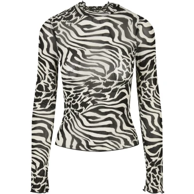 Abbildung von Urban Classics Longsleeve Langarmshirt, Damen, Größe: XXL, White/black