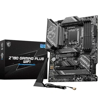 Abbildung von MSI Z790 GAMING PLUS WIFI Mainboard, ATX Unterstützt Intel Core Prozessoren der 12., 13. und 14. Gen, LGA 1700 DDR5 Memory Boost 7200+MHz/OC, 1 x PCIe 5.0 x16, 4 M.2 Gen4, 2.5G LAN, Wi Fi 6E