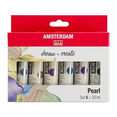 Abbildung von Amsterdam Standard Serie Acrylfarben Set Perlfarben (6 x 20 ml Tuben) 6 glänzende Perlglanzfarben Spezialeffektfarbe
