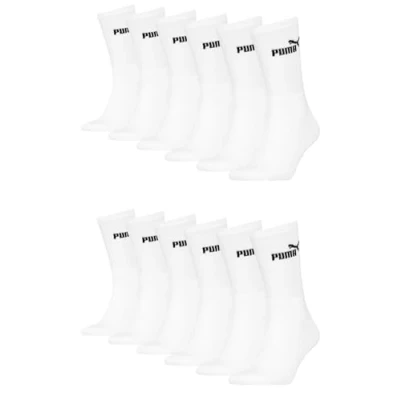 Abbildung von PUMA Unisex Crew Tennissocken Sportsocken Socken für Damen Herren 12 Paar, Farbe:300 white, &amp; Strümpfe:43 46